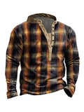 Retro Plaid Outdoor Henley Collar Tactical Sweatshirt